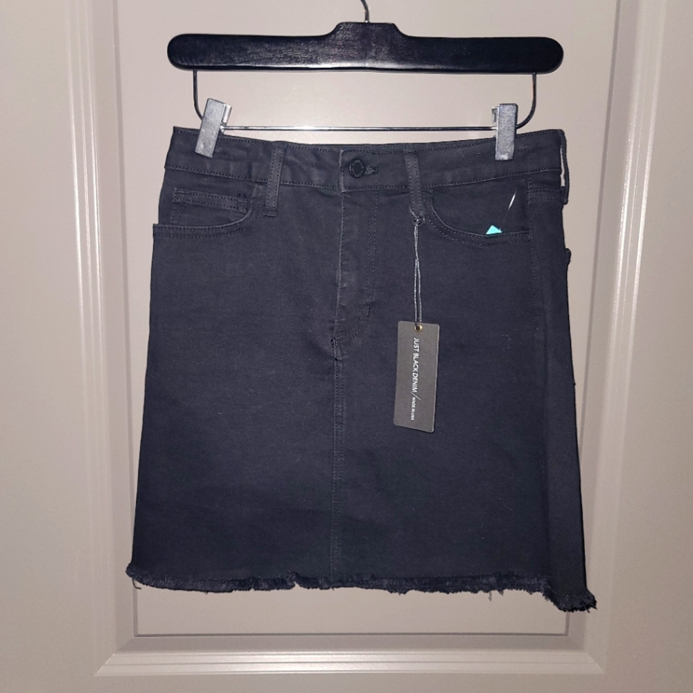 Black Denim A Line Skirt